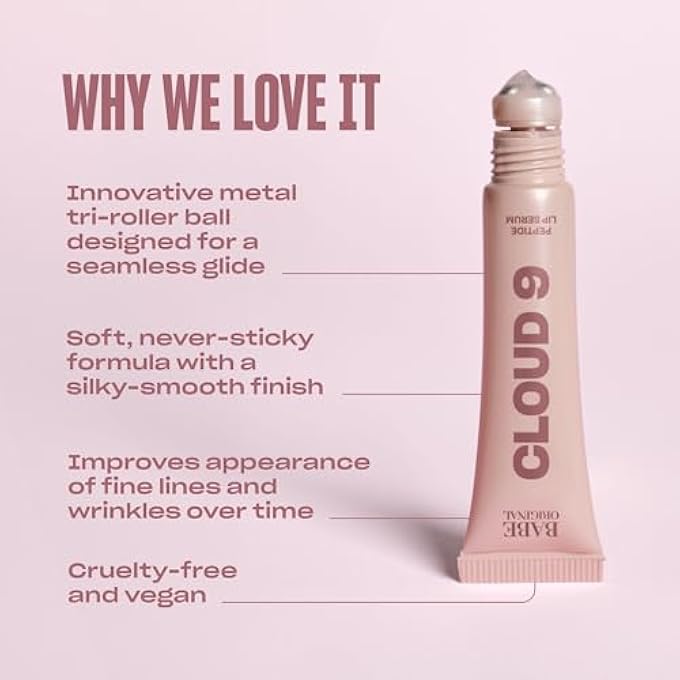 BABE ORIGINAL CLOUD 9 PEPTIDE LIP SERUM | DAILY LIP TREATMENT WITH CLOUDBERRY OIL, MUSHROOM EXTRACTS, HYALURONIC ACID FOR DRYNESS & FINE LINES | SMOOTHING & HYDRATING LIP MOISTURIZER | VEGAN LIP CARE - Image 4